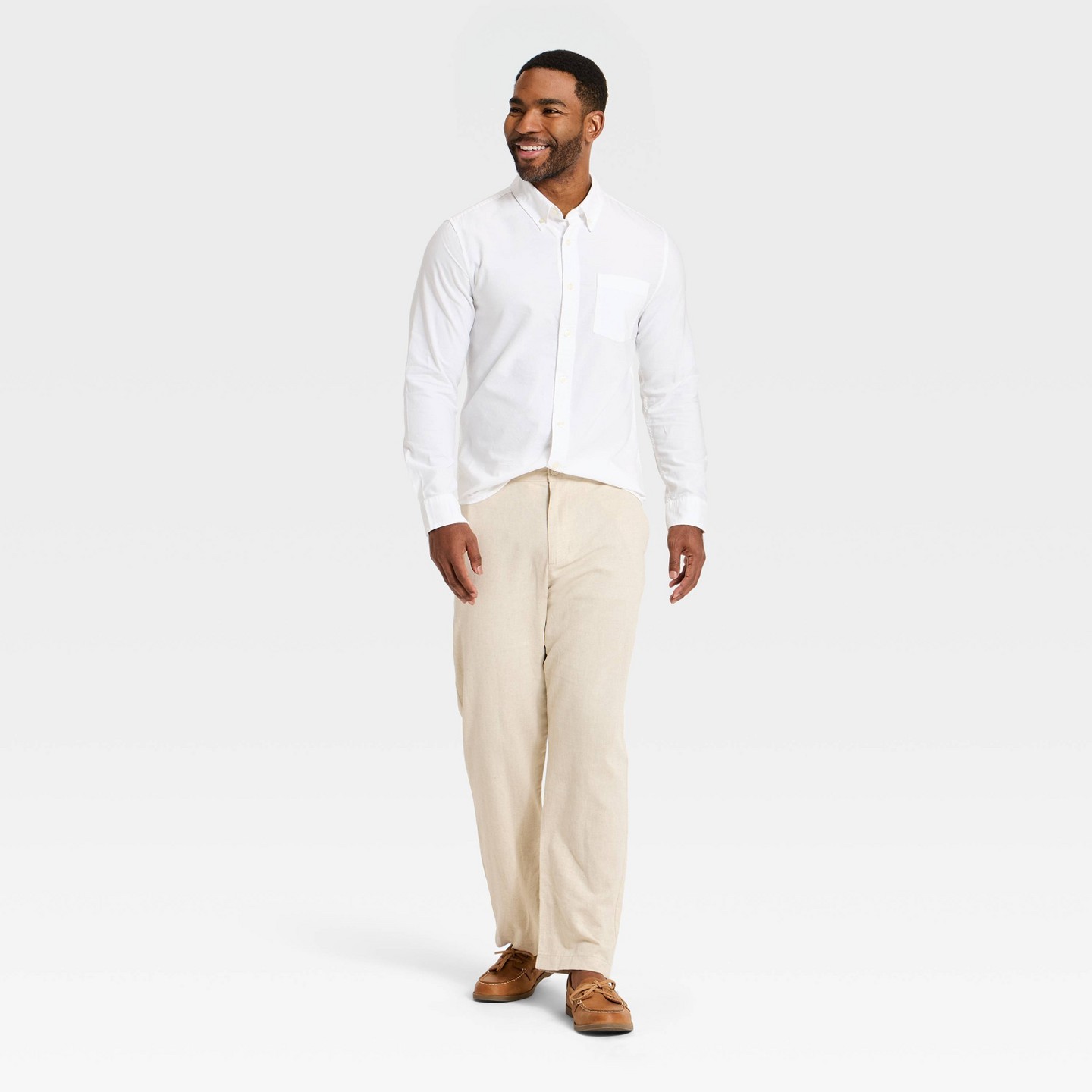 Мужская рубашка Goodfellow & Co Every Wear Long Sleeve Oxford Button-Down, цвет: Белый — фото 2