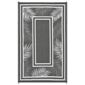 8 X 10 ft Plastic Gray White Rectangular Beach Front Porches Patio Picnic RV Camping Garage Leaves Border Modern Area Rug - 1 of 4