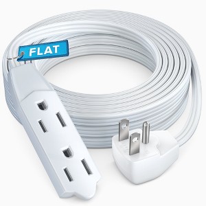 Maximm Flat Plug Extension Cord UL Certified 16 Gauge, 125V, 13 Amps, 1625 Watts Grounded 3-Prong Cord - 1 of 4