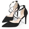 BLISSFUL STEP Women's Pointed Toe Ankle Strap Rhinestone Pumps - 2 of 3