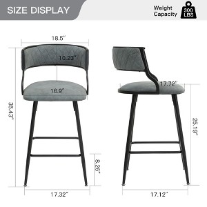 Okak 26 Inch Counter Stools Set of 2, PU Leather Barstools with Black Powder-Coated Base&Footrest, Durable Kitchen Island Seating for Home Pub - 1 of 4