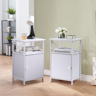 VECELO Wooden Nightstand, Modern Minimalist End Table Square Side Table with Storage and Drawer