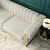 Modern Plush Polyester Upholstery Sofa with Turn-Out Armrests, Stainless Steel Accents & Removable Spring Cushions, 15cm Gold Legs - 4 of 4