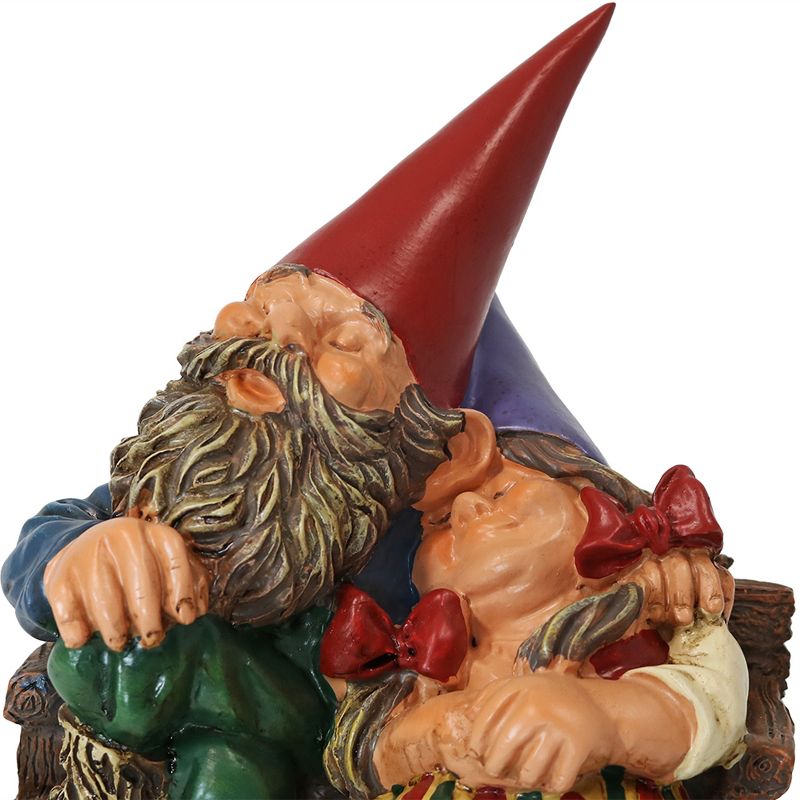 Sunnydaze Al and Anita on Bench Indoor/Outdoor Lightweight Resin Garden Gnome Couple Outdoor Lawn Statue - 8" H, 3 of 8