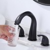 WOWOW 8 in. Widespread Double Handle Gooseneck Bathroom Faucet with Pop-up Drain in Matte Black - 3 of 4