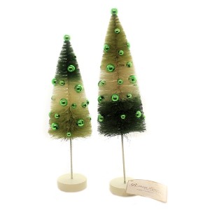Saint Patricks 9.5 Inch Green Tri Color Bottle Brush Trees St Patrick's Day Spring Figurines - 1 of 3