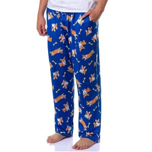 PJammy Men'PJammy Men's Corgi Dog All Over Print Sleep Pajama Pants Blue - 1 of 4