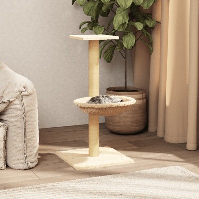 vidaXL Cat Tree Cream Engineered wood, plush, sisal Standard Durable