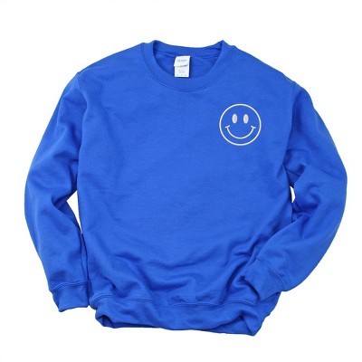 Simply Sage Market Women's Graphic Sweatshirt Embroidered Smiley Face Outline