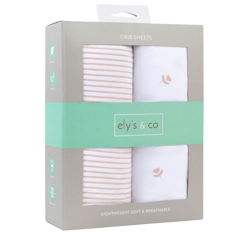 Ely's & Co. Fitted Crib Sheet 100% Combed Jersey Cotton Pink for Baby Girl, 4 of 8