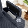 PAGED Single Sofa with Ottoman, Fluffy Corduroy Sofa with Bluetooth Speaker, USB Ports,180°Rotating Table Board for Living Room - 3 of 4
