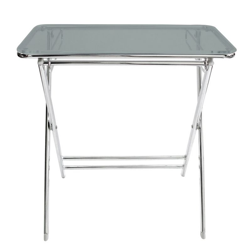 LeisureMod Victorian Mid-Century Modern Folding Side Table with Chrome Legs, 4 of 9