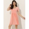 cheibear Women's U Neck Short Sleeve Lounge Dress Pajama Nightgown - 2 of 4