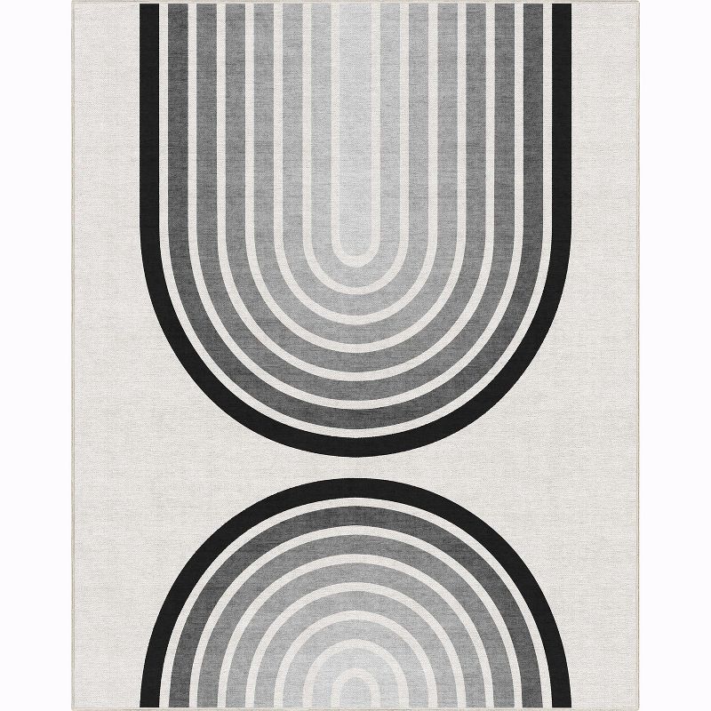 Well Woven Geometric Modern Flat-Weave Area Rug - Dark Curves - For Living Room, Dining Room and Bedroom, 1 of 9