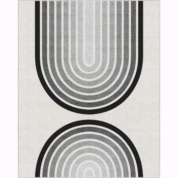 Well Woven Geometric Modern Flat-Weave Area Rug - Dark Curves - For Living Room, Dining Room and Bedroom