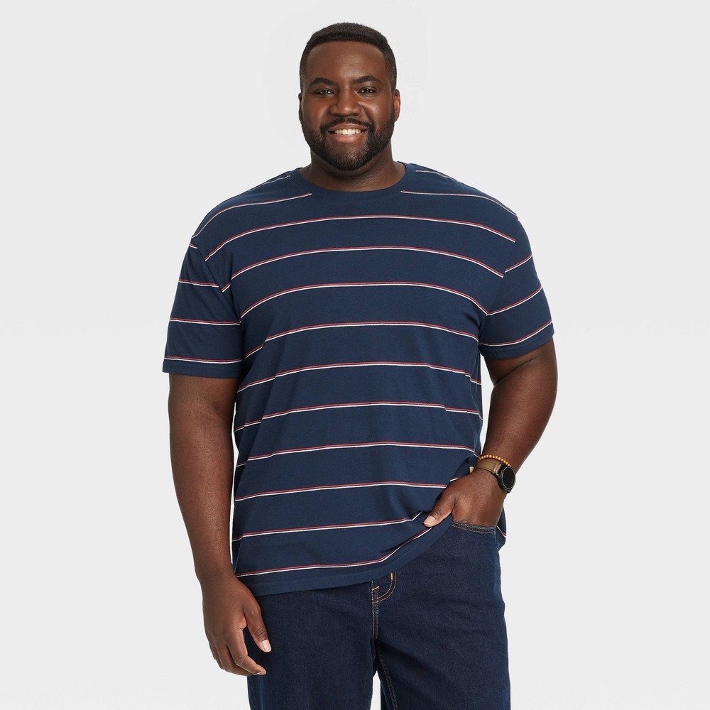 Men's Big & Tall Standard Fit Striped Short Sleeve Crewneck T-Shirt - Goodfellow & Co™ Blue 4XLT -  89659227