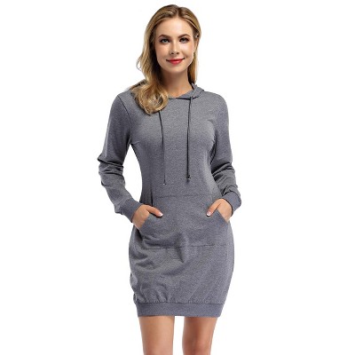 Women pullover hooded sweatshirt dress Hooded Tunic Dress