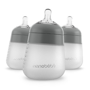 nanobebe Flexy Silicone Baby Bottle Anti-Colic Nipple, Soft Silicone Body, Stable Base - 9oz - 1 of 4