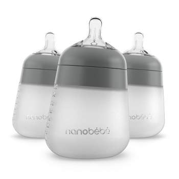 nanobebe 3pk Silicone Baby Bottle - Gray - 9oz