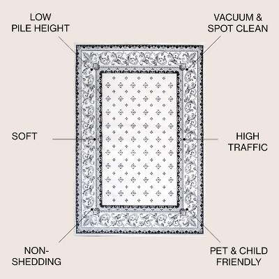 Cream and Light Gray Reversible Synthetic Area Rug