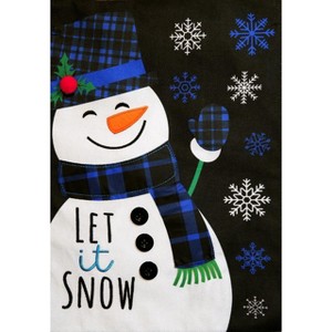 Briarwood Lane Winter House Flag 40x28 For Outdoor Blue Checkered Snowman Burlap For Winter House Flag - 1 of 4
