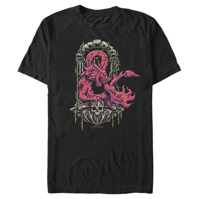 Men's Dungeons & Dragons Red Dragon Logon On Top Of Skull T-shirt : Target