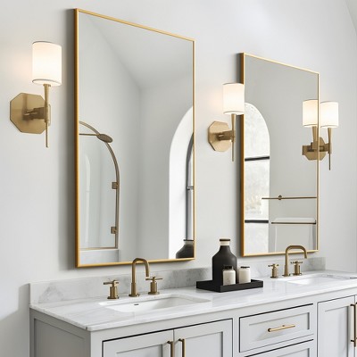 Dovelina Metal Frame Rectangle Wall Mirror Bathroom Vanity Mirror Set ...