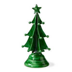 tag Festive Green Enamel Tree Sculpture - Small Holiday Decor for Christmas, 4.25" x 4.25" x 9.75" - Decorative Iron Object - 1 of 2