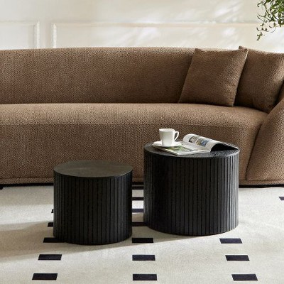 CENGHU 2 pieces Nested Coffee Table Set, Tea Table with Storage, Sofa Table, Modern End Side Table for Living Room, Dining  Room, Bedroom, Small Space