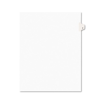 Avery-Style Legal Exhibit Side Tab Divider Title: 4 Letter White 25/Pack 11914