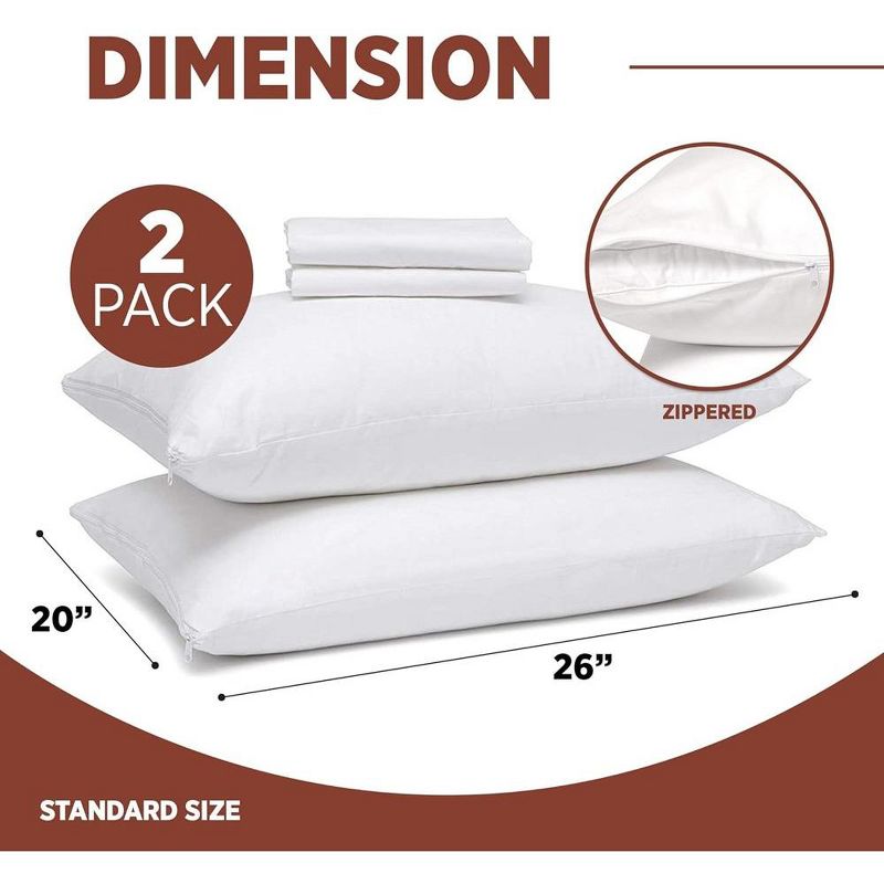 Better Bed Collection Poly/Cotton White PIllow Protectors 2 Pack, 2 of 9