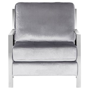 Walden Modern Tufted Arm Chair - Light Gray Velvet - Safavieh