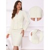INSPIRE CHIC Women's Long Sleeve Collarless Peplum Blazer and Pencil Skirts Suit Set 2 Pcs - 2 of 4