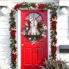 24" Christmas Wreath for Front Door, Prelit Christmas Wreath with Lights, Red Gold Ball Ornaments, Pine Cones &Bow for Fireplace Home Holiday Decor - 2 of 4