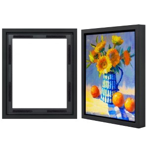 Americanflat 5.5x14 Collage Picture Frame with Shatter-Resistant Glass - Fits Three 4x4 Photos or One 5.5x14 Photo - Signature Collection - Black - 1 of 4