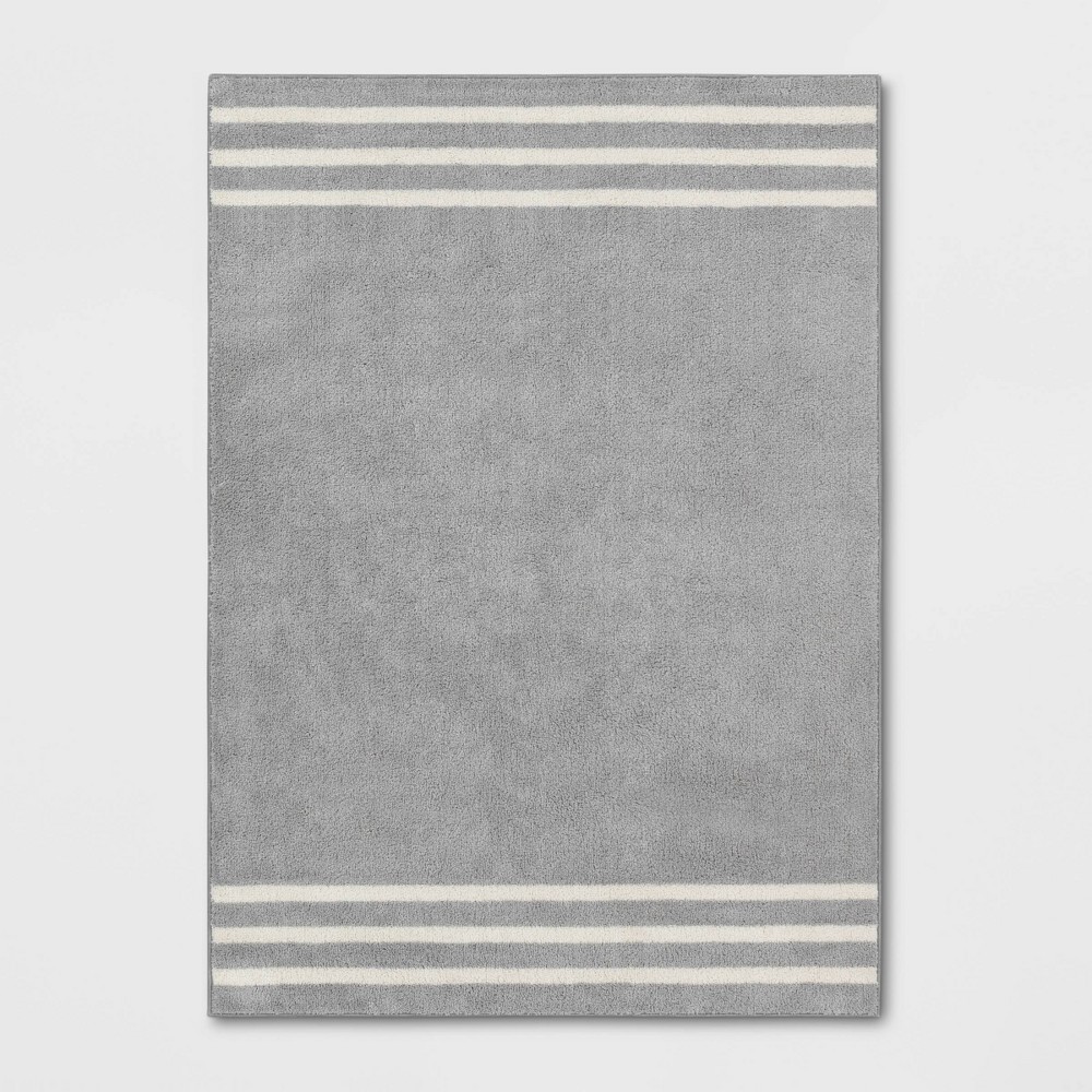 5'x7' Border Striped Rug Gray - Pillowfort™
