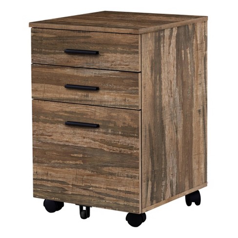 24 Reclaimed Wood Look 3 Drawer Filing Cabinet With 2 Locking Casters Brown Everyroom Target