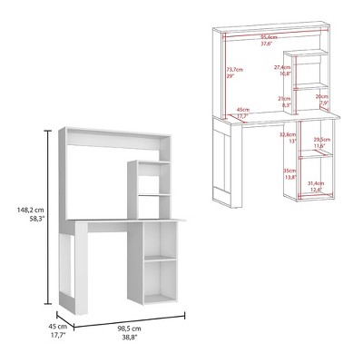 Vynxaria Desk Hutch Shelves Modern Design in Black/White for Stylish Home Offices Student Rooms