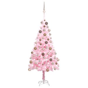 Artificial Pre-lit Christmas Tree with Ball Set Pink 59.1" PVC - 1 of 4