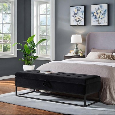 NicBex Modern 58.6" Velvet Storage Bench with Metal Base for Bedroom and Living Room