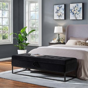 NicBex Modern 58.6" Velvet Storage Bench with Metal Base for Bedroom and Living Room - 1 of 4