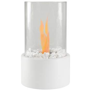 Northlight 10.5" Bio Ethanol Round Portable Tabletop Fireplace with White Base
