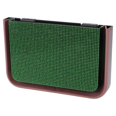 Unique Bargains Car Trash Can Foldable Back Seats Rhinestone Plastic Trash Bin Green Black 1 Pcs