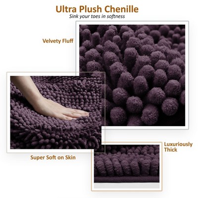 Plush Purple Chenille Microfiber Bath Rug