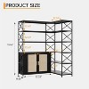 Homhougo L-Shaped Corner Bookshelf, 6-Tier Vintage Farmhouse Bookcase with Rattan Doors,Adjustable Shelves & Metal Frame - 2 of 4