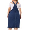 Agnes Orinda Women's Plus Size Overall Distressed Racerback Side Buttons Denim Jumpers Dress with Pockets - 4 of 4