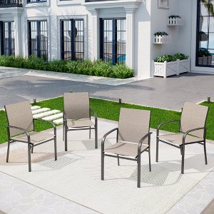 Captiva Designs Outdoor Patio Sling Fixed Dining Chairs with Black Steel Frame - 1 of 4
