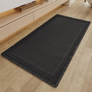BAGOKIE Super Absorbent Bath Mat Waffle Bath Rug with Tassels - 1 of 4