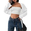 Coolmee Women's Shrug Cardigan Sweaters Open Front Crop Cardigan Ribbed Knit Long Sleeve Drop Shoulder Bolero Sweater - 2 of 4