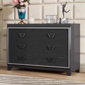 Elegant Dresser with Metal Handle and Sparkling Shiny Decoration, Storage Cabinet with 6 Drawers 4S - ModernLuxe - 1 of 4